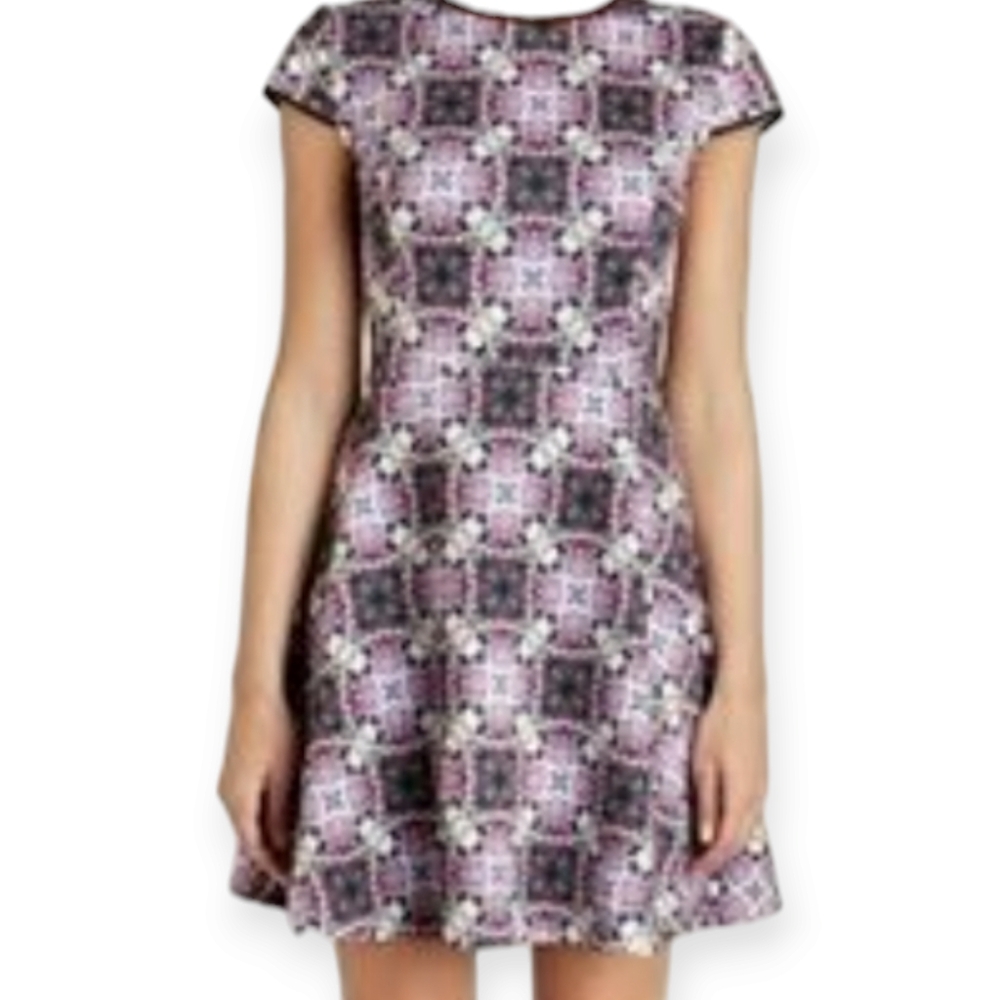 Ted Baker London Ebine Floral Geometric Cap Sleeve Skater Dress